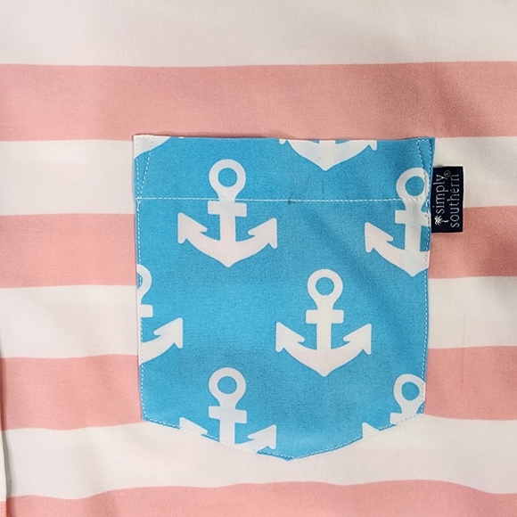 SIMPLY SOUTHERN Mens XXL Anchor and Striped Button Up SS Shirt. - Picture 4 of 8